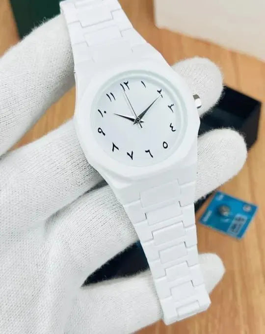 Vealor White Carbon Fiber Watch – Arabic Dial Edition