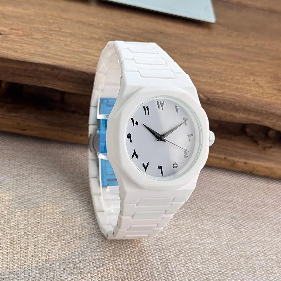 Vealor White Carbon Fiber Watch – Arabic Dial Edition