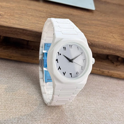 Vealor White Carbon Fiber Watch – Arabic Dial Edition