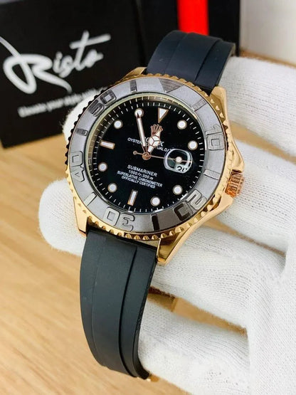 Men's Rolex Submariner Gold Black Water Resistant Watch!!