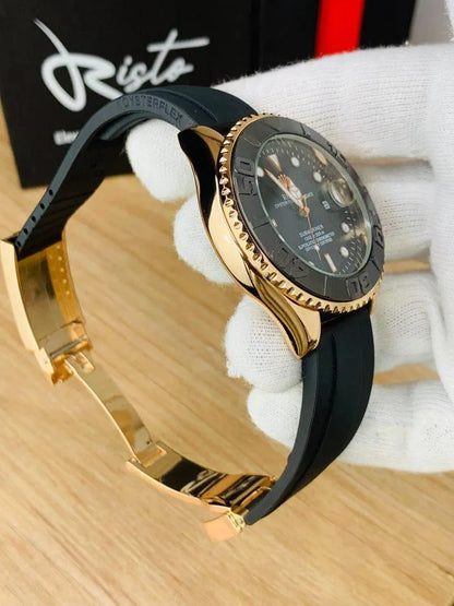 Men's Rolex Submariner Gold Black Water Resistant Watch!!