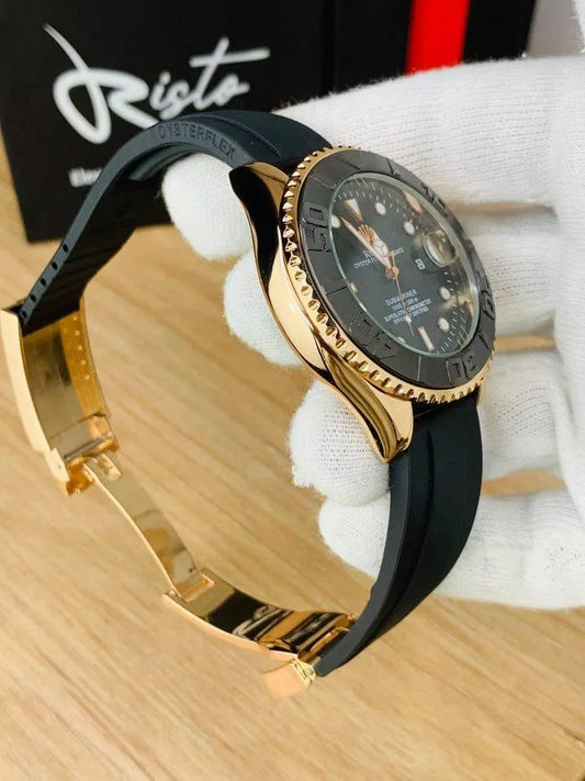 Men's Rolex Submariner Gold Black Water Resistant Watch!!
