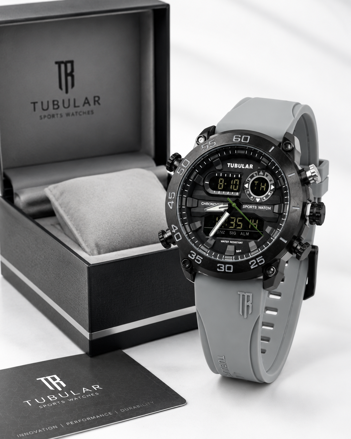 Vealor Tubular Dual Display Digital-Analog Sports Watch – Matte Grey
