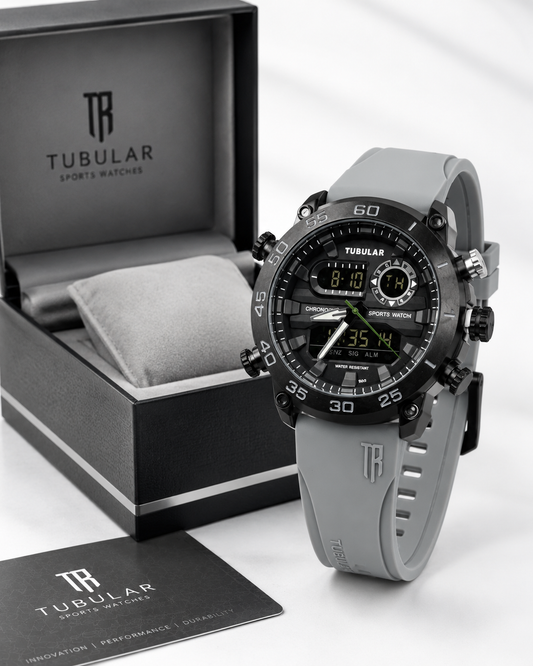 Vealor Tubular Dual Display Digital-Analog Sports Watch – Matte Grey