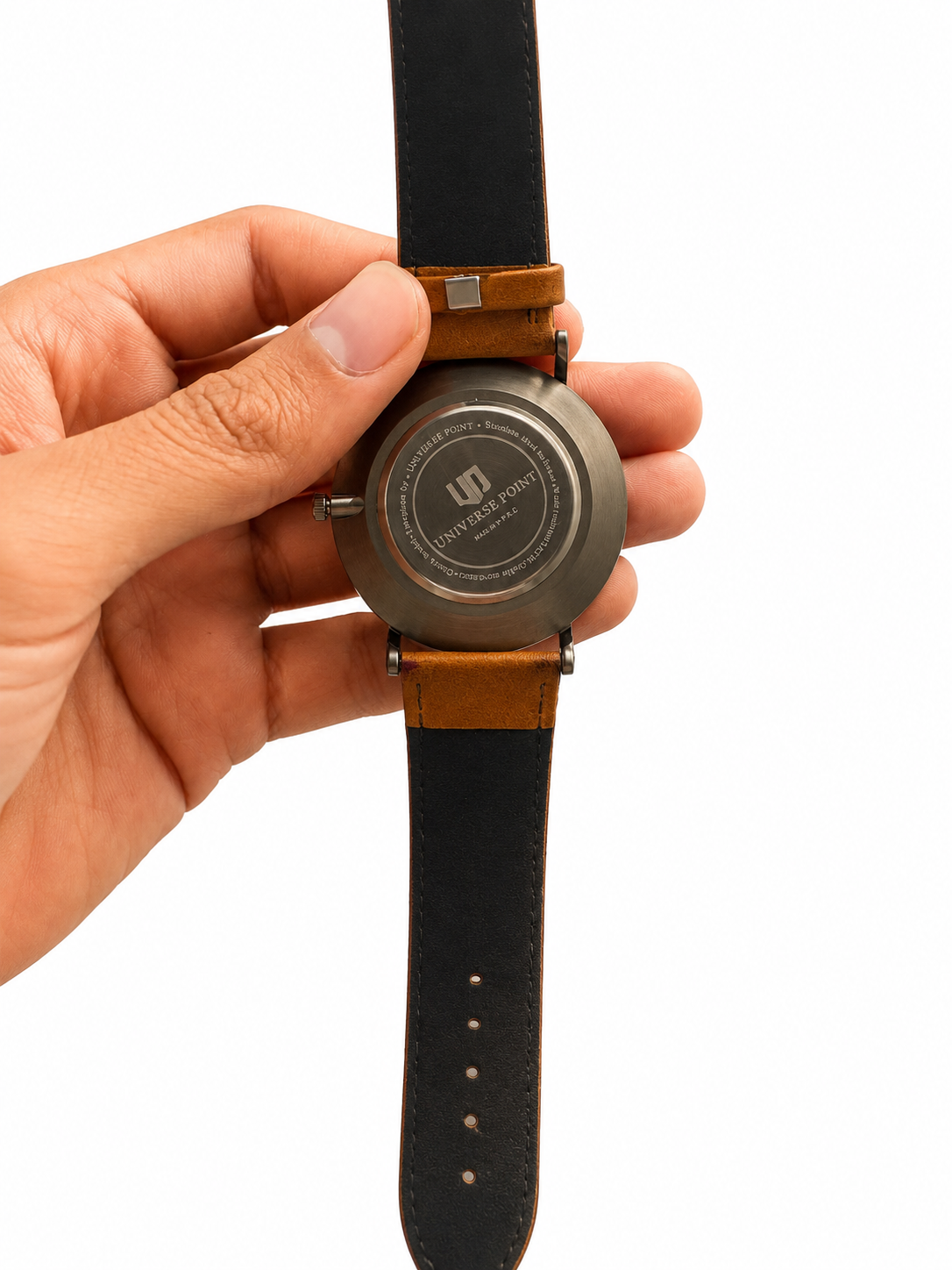 Vealor Universe Point Vintage Tan Leather Watch – Black Dial Edition