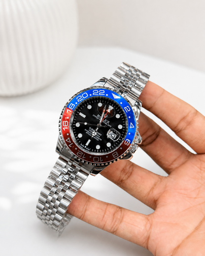 Rolex Pepsi Edition Dual-Time Stainless Steel Luxury Watch for Men !