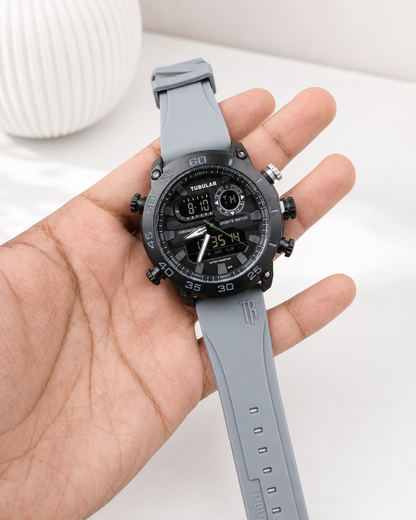 Vealor Tubular Dual Display Digital-Analog Sports Watch – Matte Grey
